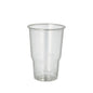 The PAPSTAR 70 cold drink cup, PLA "pure" crystal clear with foam rim from PAPSTAR GmbH stands upright against a white background and emphasizes its environmentally friendly design.
