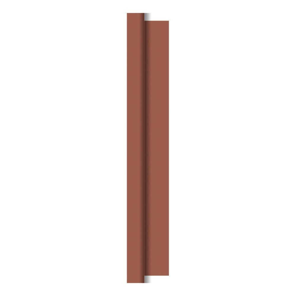 A vertical, narrow, brown metal strip with a central channel on a white background – perfect as table decoration for events or in combination with Dunicel tablecloth rolls (1.18 m x 25 m) from Duni GmbH.