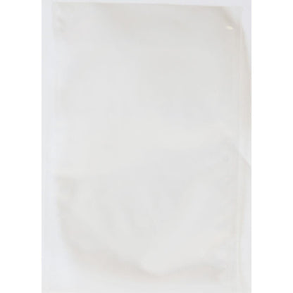 A transparent cooking bag, Transparent PE from Duni GmbH, is depicted empty and sealed on a white background. Its smooth surface with slight creases makes it ideal for hygienic waste disposal.