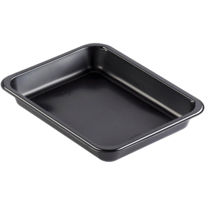 Depicted is a Duni GmbH PP bowl Caterline 1 Black PP 227x178, a black rectangular baking dish with rounded corners and raised edges, on a white background.
