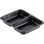 The PP bowl Caterline 2 Black PP 227x178 from Duni GmbH is a rectangular bowl with two rounded compartments, ideal for catering events and is presented on a white background.