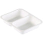 The Duni GmbH PP bowl Caterline 2 White PP 227x178 is a white, rectangular tray with two compartments - perfect as organized catering tableware for food service.
