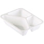 The PP tray Caterline 3 White PP 227x178 from Duni GmbH, a white plastic tray with three compartments, is the perfect catering dishware for organized food presentation.
