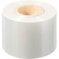 A large roll of clear, glossy PET sealing film Antifog PET from Duni GmbH with a cardboard core stands upright on a white background. The transparent film is fog-free and ensures optimal clarity for demanding packaging applications.