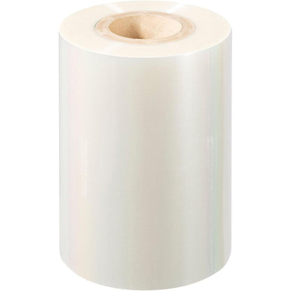 A large roll of Duni GmbH PET sealing film Antifog PET film with a cardboard core, standing upright on a white background.