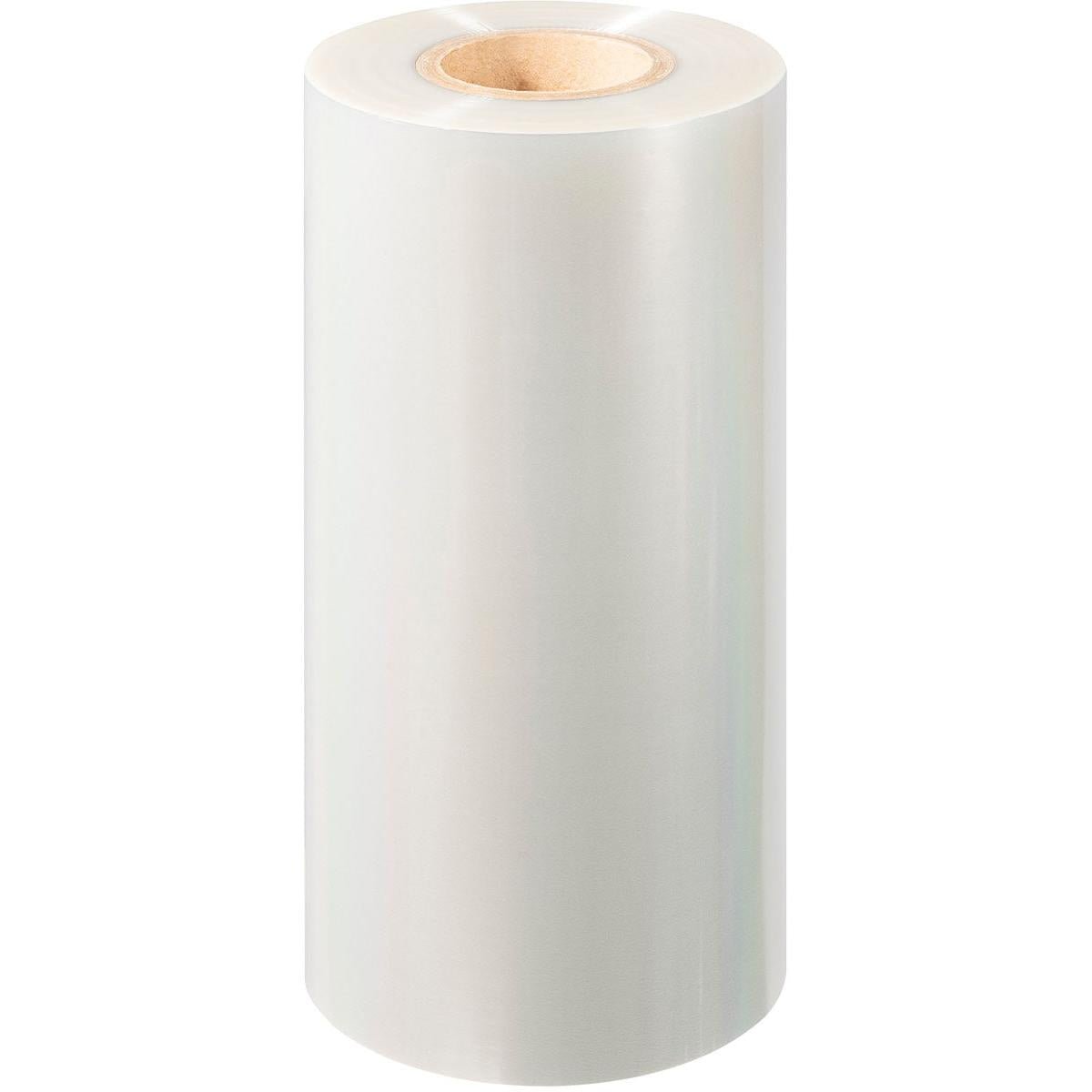 A large roll of PET sealing film Antifog PET from Duni GmbH with a cardboard core stands upright against a plain white background.