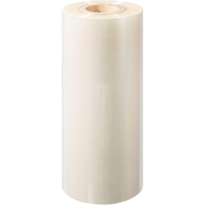 A large, upright standing roll of Duni GmbH PET sealing film Antifog PET with a cardboard core is presented against a white background.