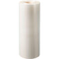 A large roll of PET sealing film Antifog PET from Duni GmbH with clear film and visible cardboard core stands upright on a white base.
