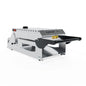 The Duni GmbH sealing machine DF15 - manual incl. 1 cassette (DF15/DF25) has a black handle, safety warning stickers, and control buttons on the top and side. It is depicted on a plain white background.