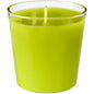 The refill Switch & Shine from Duni GmbH, a green refill candle (about 30 hours, 65x65 mm) in a clear glass holder with a wick, is presented against a simple white background.