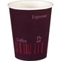 The Duni GmbH cups "COFFEE QUICK" Printed PAP/PE (50 pieces) are small, leak-proof disposable cups in a chestnut coffee design - ideal for coffee to go moments.