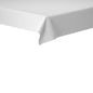 Close-up of the corner of a white rectangular table draped with a smooth Evolin tablecloth 127 x 127 cm by Duni GmbH against a plain white background.