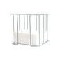 A stack of white napkins in the size 33x33 cm is in the Duni GmbH metal napkin dispenser 33 cm 1/4 inch - Elegant design with chrome metal wire frame against a plain white background.