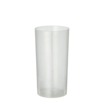 The Starpak 10 reusable glasses for long drinks by Starpak are eco-friendly, reusable plastic cups standing upright on a plain white background – an ideal alternative to disposable cups for serving long drinks.