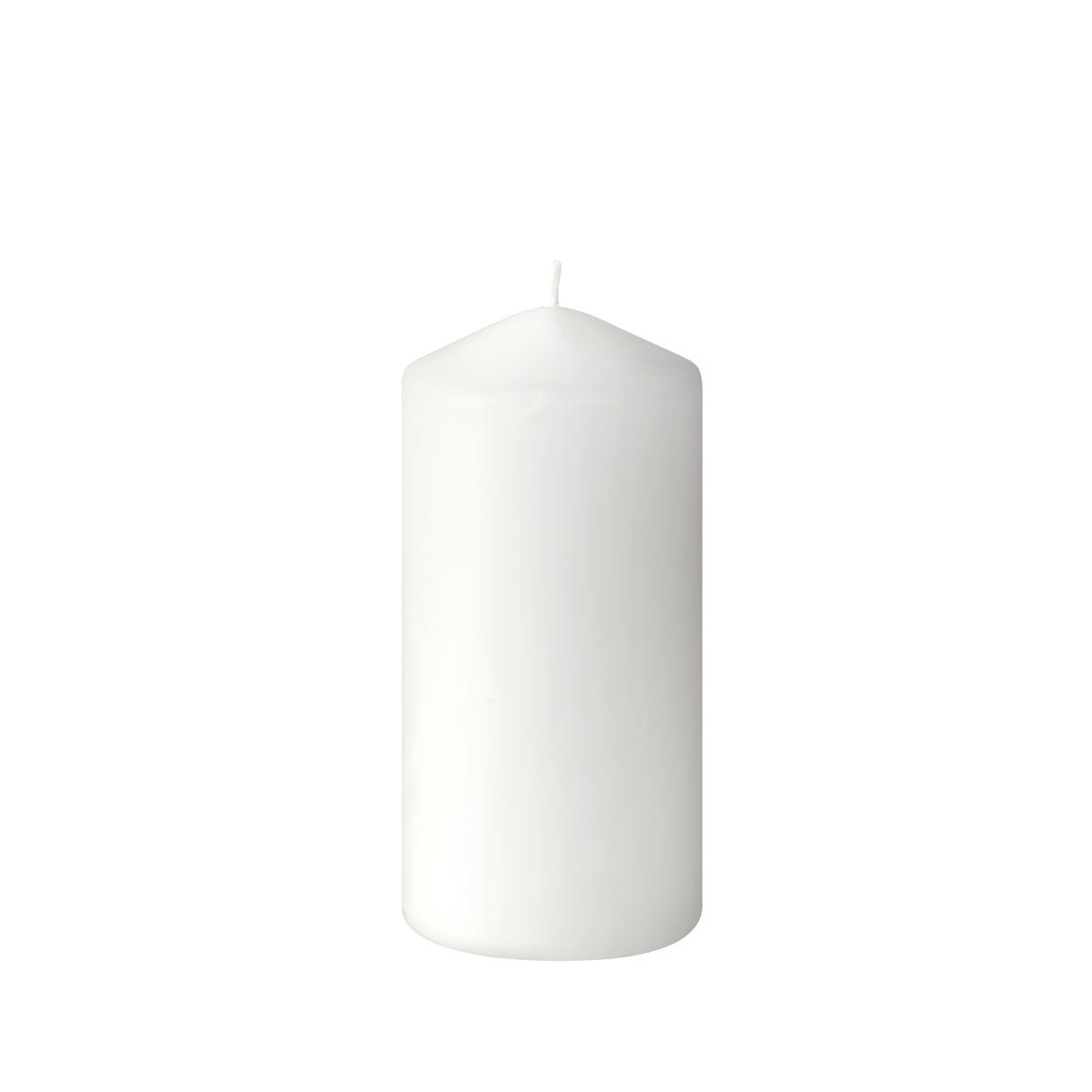 The pillar candle by Duni GmbH (150 x 70 mm) offers approx. 50 hours of burn time and is presented unlit with a round top and central wick against a white background.