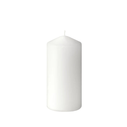 The pillar candle by Duni GmbH (150 x 70 mm) offers approx. 50 hours of burn time and is presented unlit with a round top and central wick against a white background.