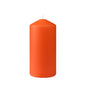 The Duni GmbH pillar candles, approx. 50h (150 x 70 mm), is a simple orange cylindrical candle with a flat base and white wick, standing upright against a white background. It offers an impressive burn time of approx. 50 hours.