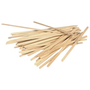 A stack of Abena Re-Seller GmbH wooden stirring sticks is scattered across a white background. These thin, flat, rectangular wooden stirring sticks with rounded ends are ideal for the kitchen and eco-friendly use.