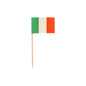 The PAPSTAR 500 Deco-Picker 8 cm white from PAPSTAR GmbH is a small, eco-friendly toothpick flag with vertical green-white-red stripes – ideal for stylish presentations against a simple white background.