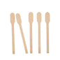 Five PAPSTAR "pure" stirring sticks from PAPSTAR GmbH are arranged vertically on a white background. Each wooden stirring stick stands out with its naturally light color, flat, rounded end, and long handle.