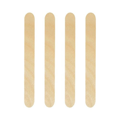 Four PAPSTAR wooden drink stirrers (15 cm) for Caipirinha cocktails are arranged vertically side by side on a white background.