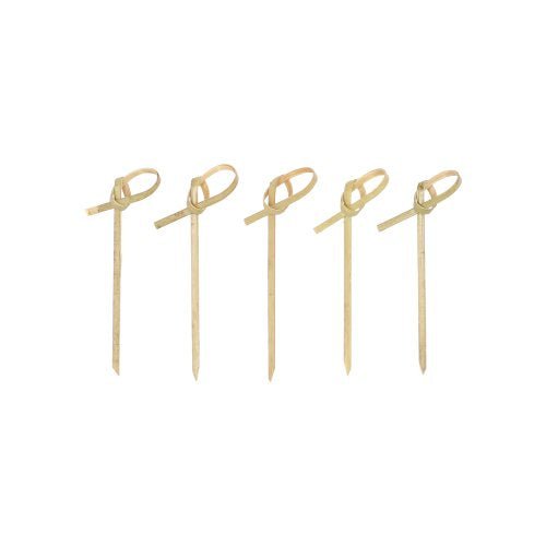 Five PAPSTAR 250 Fingerfood - Picker "pure" of PAPSTAR GmbH, each with a decorative loop at the top, stand in a row against a white background.