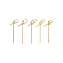 Five PAPSTAR 250 Fingerfood - Picker "pure" of PAPSTAR GmbH, each with a decorative loop at the top, stand in a row against a white background.
