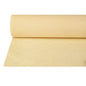 On a white background, a partially unrolled paper tablecloth with damask embossing (50 m x 1 m) from PAPSTAR GmbH in light yellow with a subtle check embossing is depicted.