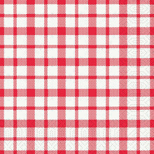 The Duni GmbH Zellt.Serv.33x33 3lg 1/4 Giovanni napkins are red-white checkered, 3-ply for long durability, 33x33cm in size and come in a pack of 250 high-quality napkins.