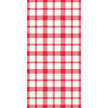 The Duni GmbH Zellt.Serv. 40x40 mm, 3-ply, 1/8 F. Giovanni napkins (250 pack) feature a classic red-white gingham check pattern with a consistently repeating motif and a practical 1/8 fold.