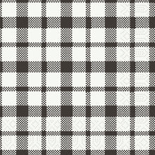 A black and white checkered pattern adorns the Duni GmbH tissue napkins 24x24 cm, 3-ply, Izza - High quality. Each pack contains 250 high-quality napkins.