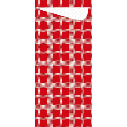 A white Nike swoosh logo appears on a red and white checkered background, reminiscent of the classic Sacchetto tissue 190 x 85 mm from Duni GmbH.