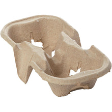 The cup holder Fibre 2er PAP by Duni GmbH, with two cup compartments and several perforations for secure beverage transport, lies on a white background. The package contains 200 pieces.