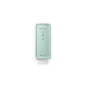A mint green, wall-mounted CWS PureLine front panel for the Disinfect Foam/NT dispenser shows "DISINFECT SOAP", illustrated instructions, and a sleek design against a white background.