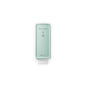 The CWS PureLine front panel for the surface cleaner toilet by CWS is a light green, wall-mounted dispenser with modern design, a push lever at the bottom, and simple black lettering/symbols that stand out against a plain white background.