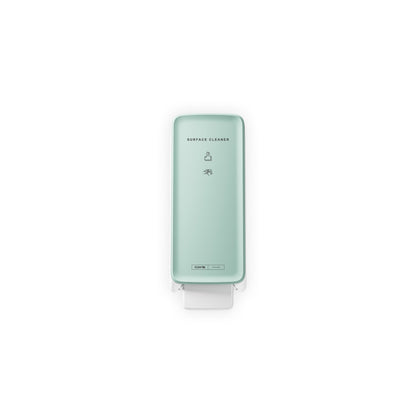 The CWS PureLine front panel for the Surface Cleaner/NT dispenser in light green offers a hygienic solution with symbols and text on the front, displayed against a white background.