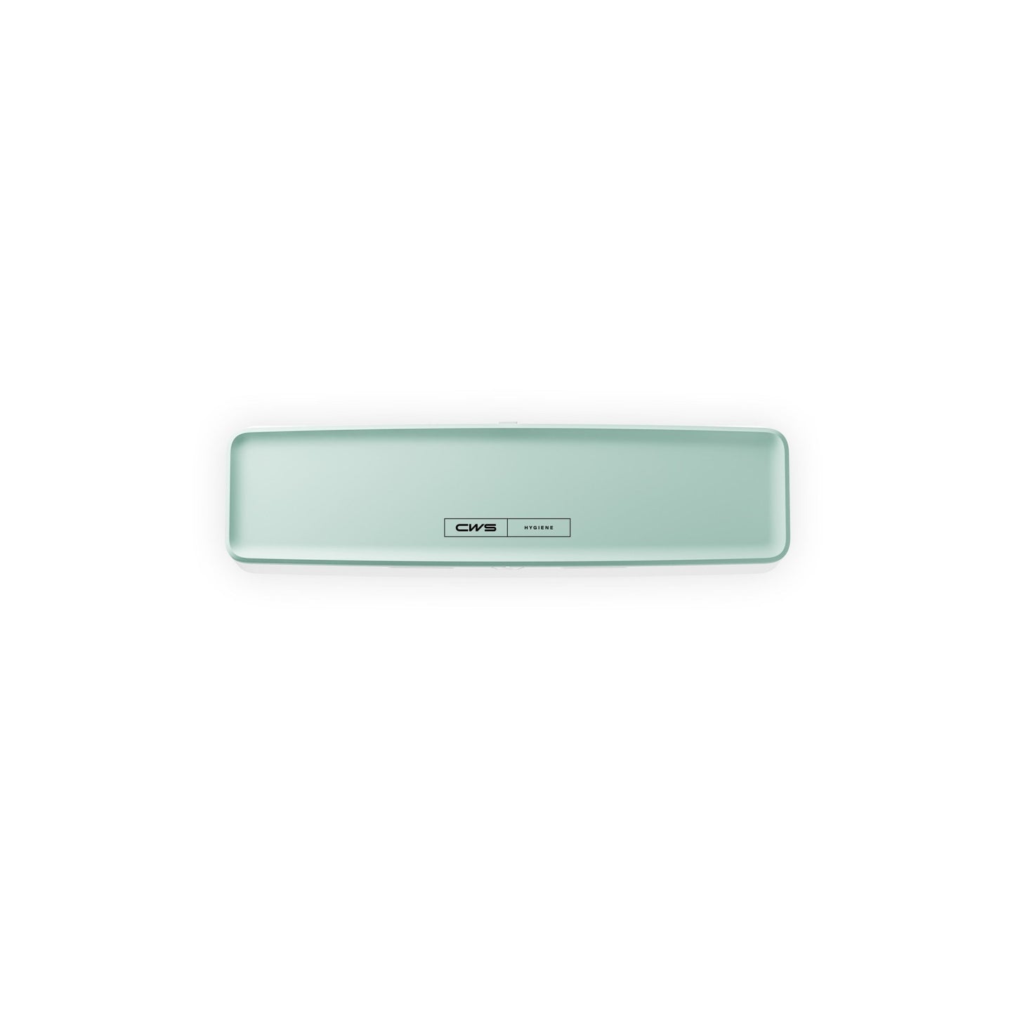 A rectangular, light green device with rounded edges and a central label reading "CWS PureLine Front Panel for PureLine Air Bar" is displayed against a white background.