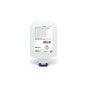 A 600 ml bottle of CWS PureLine Desinfect Gel from CWS with a clear design, blue-white dispenser, and a label with product details, application instructions, safety symbols, and warnings against germs and bacteria.