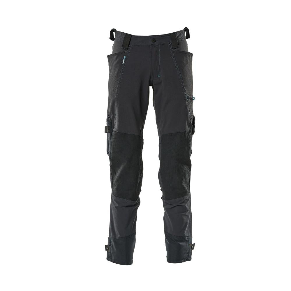 Pants with knee pockets made of Dyneema, stretch pants, black-blue