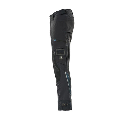 Pants with knee pockets made of Dyneema, stretch pants, black-blue