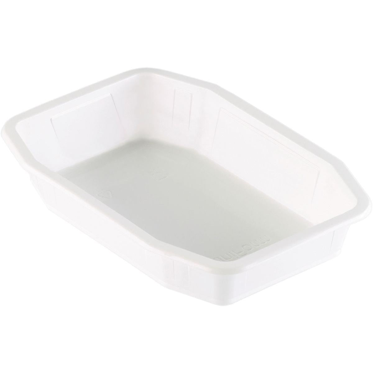 The PP bowl HMR White PP 215x148 from Duni GmbH is a simple, white, rectangular bowl with a slightly raised edge, depicted on a white background.