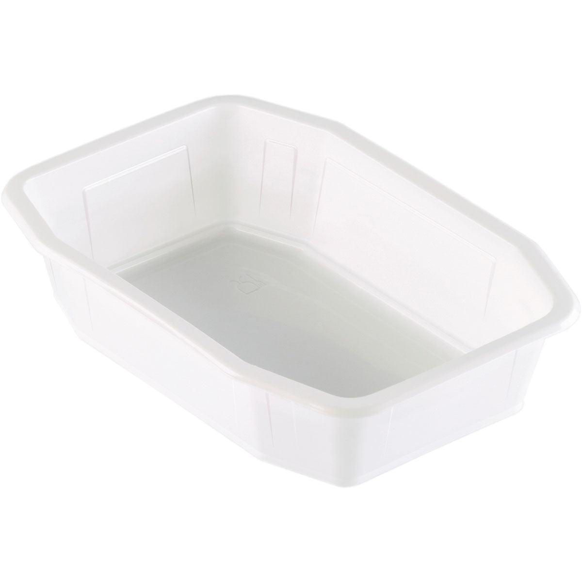 The PP bowl HMR White PP 215x148 from Duni GmbH is a white, rectangular container with slightly tapered sides and a flat bottom. In the photo, it appears empty against a white background.
