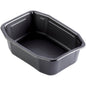 The PP tray HMR Black PP 215x148 from Duni GmbH is a black, rectangular, reusable polypropylene tray with slightly inclined sides and rounded corners, shown empty against a white background.
