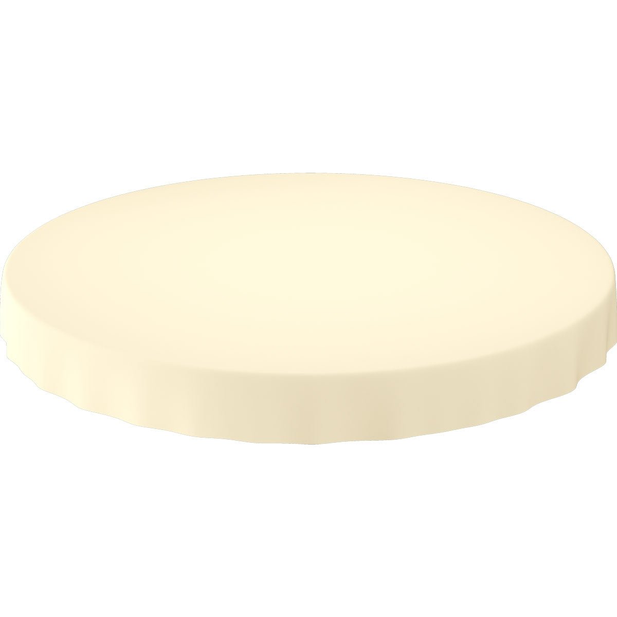 A round, flat, light, cream-colored object with wavy edges, resembling a disc or a simple cookie, similar to a Duni GmbH Evolin tablecloth, Ø 180 cm round, against a white background.