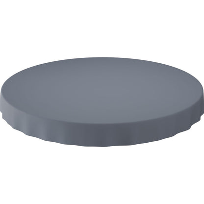 A round, flat, gray Evolin tablecloth (Ø 180 cm) from Duni GmbH with a slightly wavy edge, photographed against a white background.