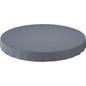 A round, flat, gray Evolin tablecloth (Ø 180 cm) from Duni GmbH with a slightly wavy edge, photographed against a white background.