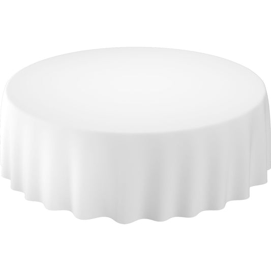 The Evolin tablecloth Ø 240 cm round from Duni GmbH covers the table completely and falls evenly over the edges with its elegant white color.