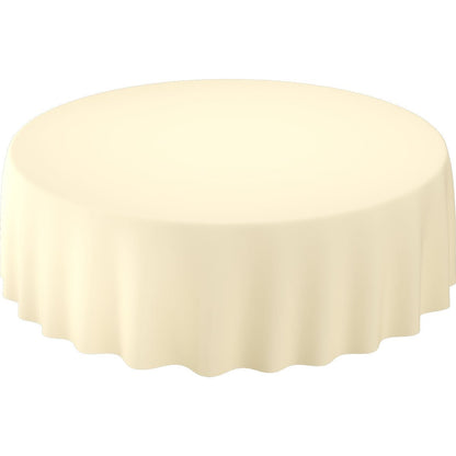 The Evolin tablecloths Ø 240 cm round from Duni GmbH in plain cream elegantly cover round tables and can be gently draped over the edges, adding sophistication to any setting.