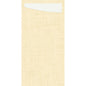 A cream-colored textured Sacchetto Dunisoft 230 x 115 mm from Duni GmbH with a visible bag and white card, ideal for gift wrapping or as a paper bag.