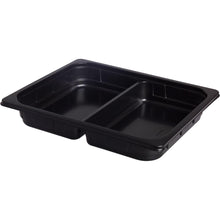 The Duni GmbH PP Bowl 1/2 GN 2 Black, 325x265x50 mm, made of plastic with two separate compartments, is ideal for the catering industry and is delivered in a pack of 100 pieces.